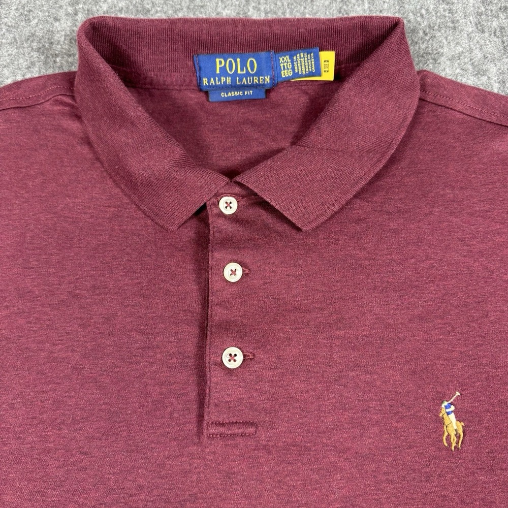 Polo Ralph Lauren Men's XXL Classic Fit Burgundy Polo Shirt 100% Cotton Pony